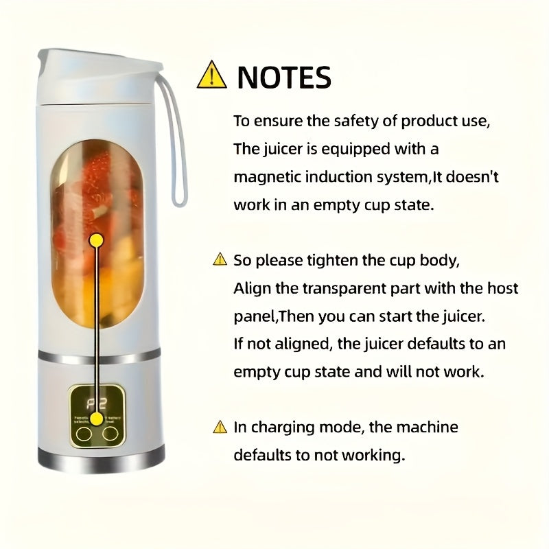 Portable USB-Rechargeable Blender & Juicer - Easy Clean, Perfect for Fruit & Vegetable Drinks.