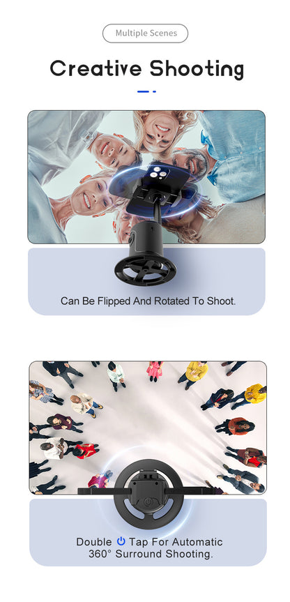 Auto Face Tracking Tripod – 360° Smart Motion, No App Required, Rechargeable, Black