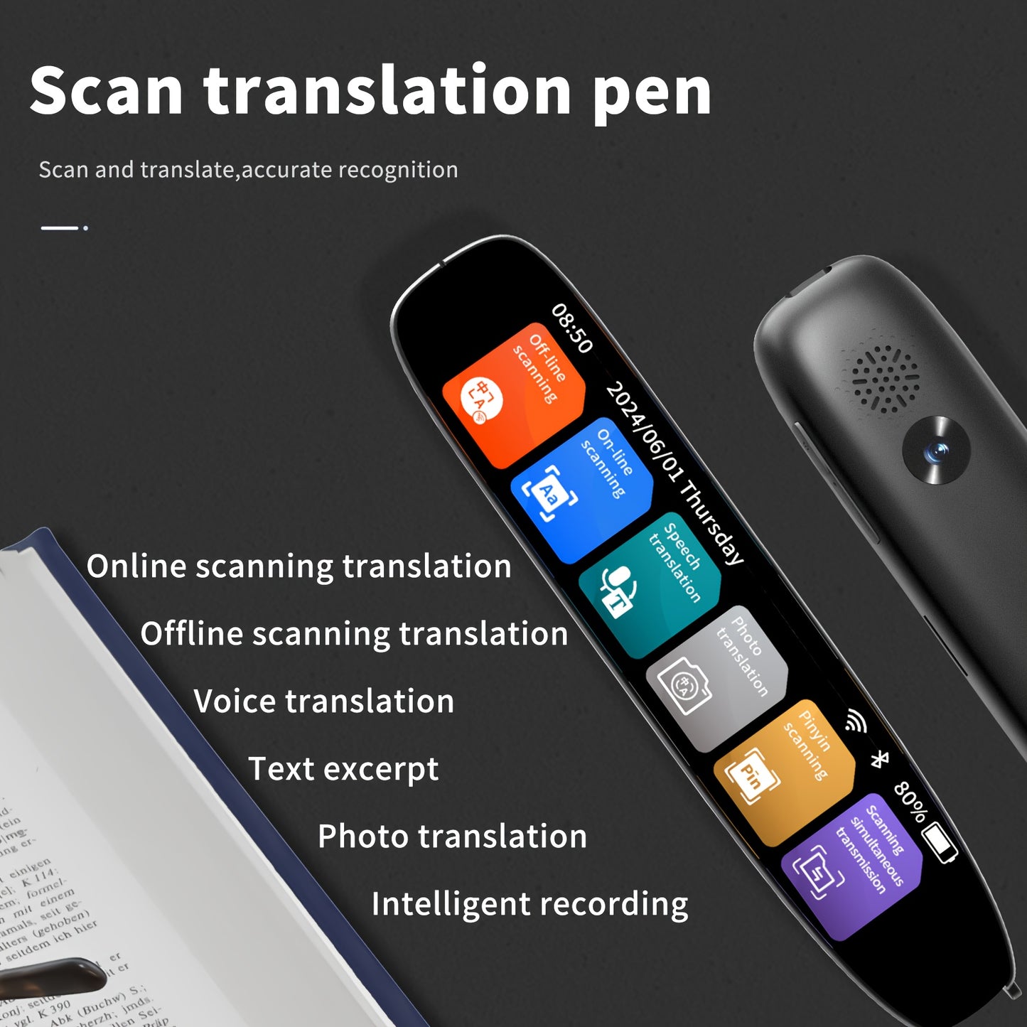 142-Language Translation Pen – OCR Scanning, Text-to-Speech, AI Translation, Wireless, Rechargeable