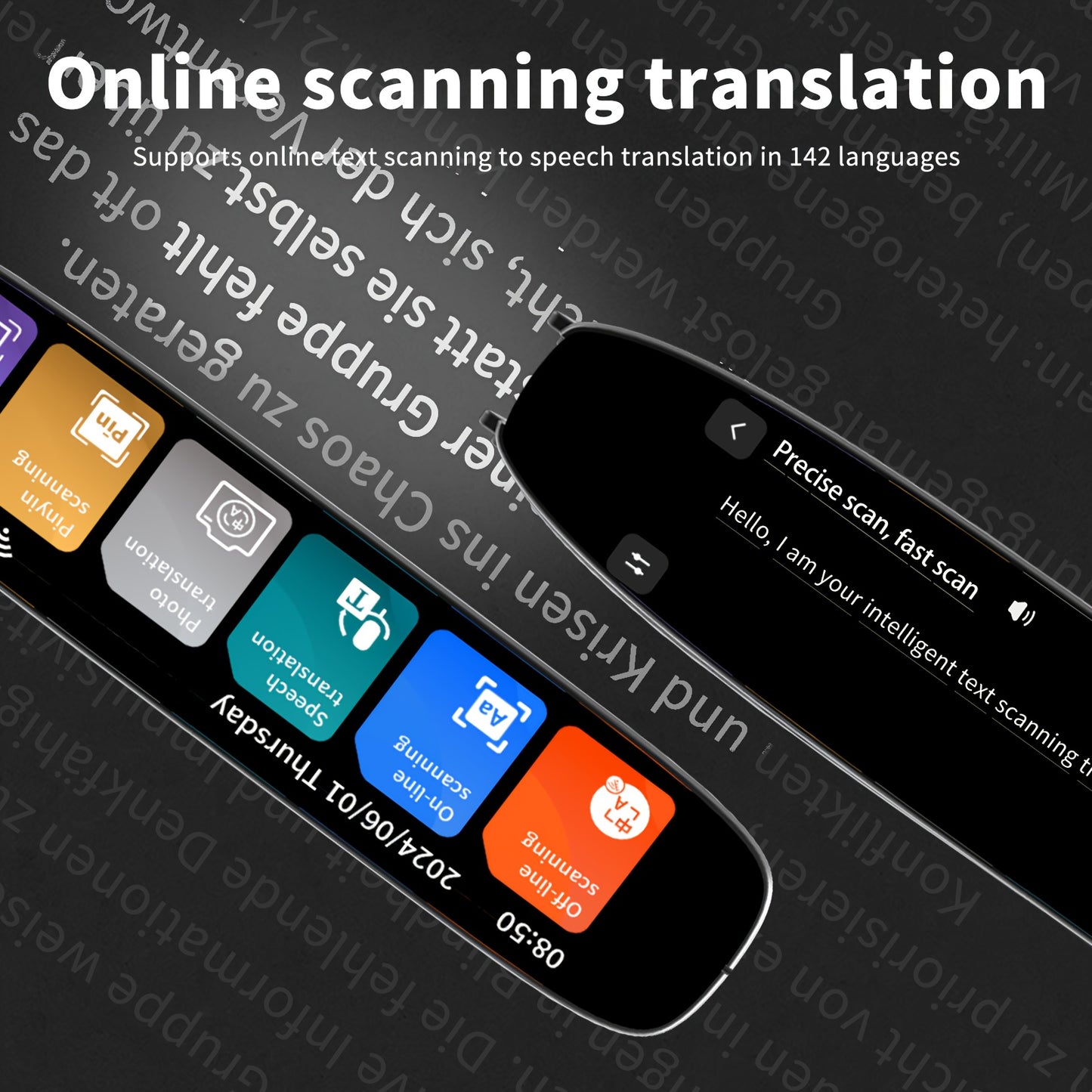 142-Language Translation Pen – OCR Scanning, Text-to-Speech, AI Translation, Wireless, Rechargeable
