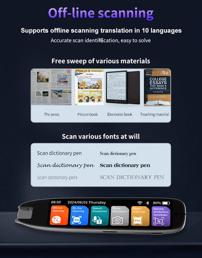 142-Language Translation Pen – OCR Scanning, Text-to-Speech, AI Translation, Wireless, Rechargeable