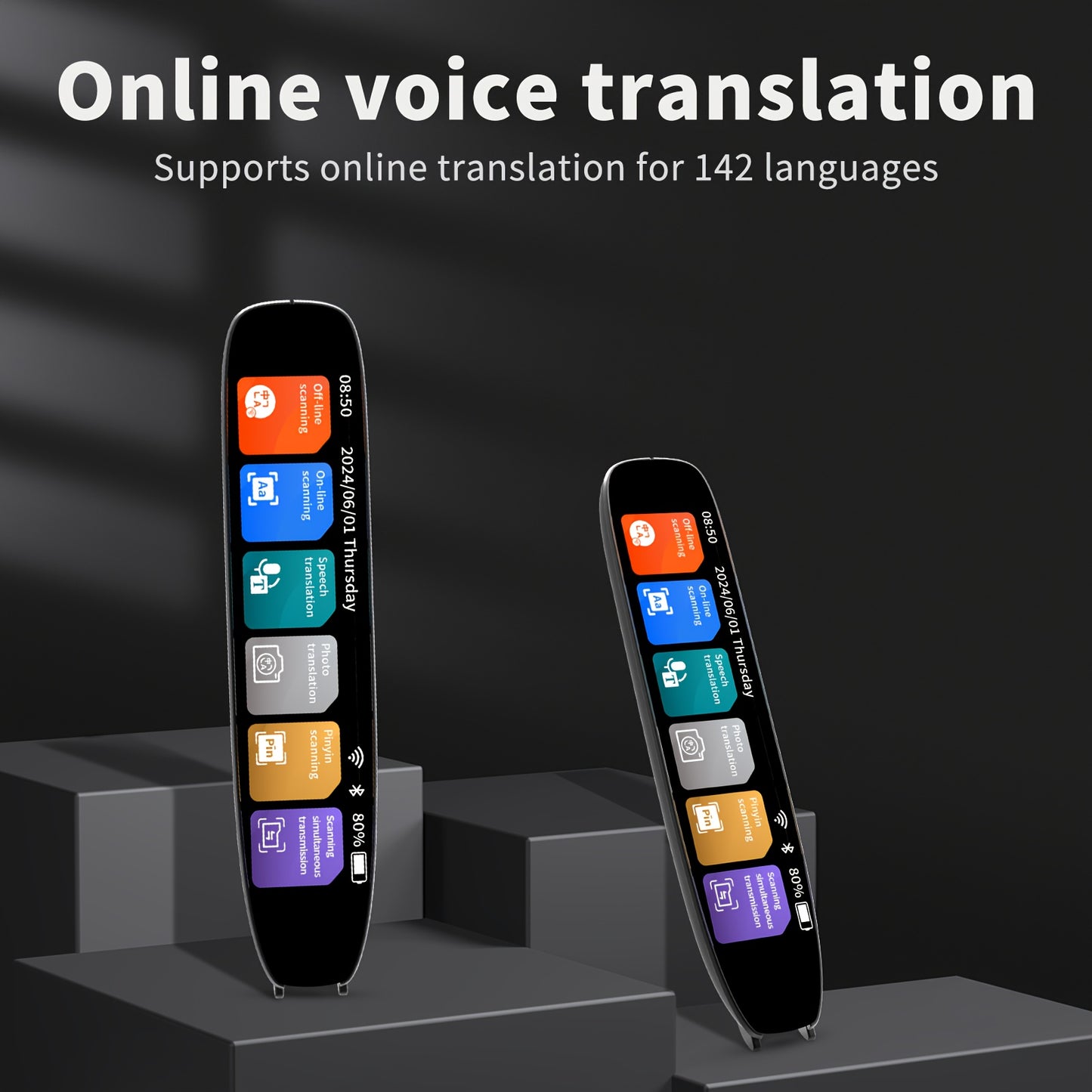 142-Language Translation Pen – OCR Scanning, Text-to-Speech, AI Translation, Wireless, Rechargeable