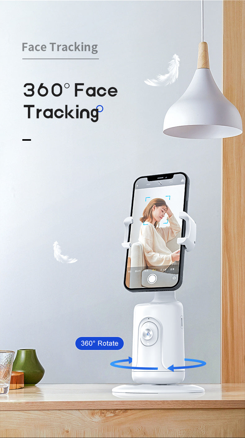Auto Face Tracking Tripod – 360° Smart Motion, No App Required, Rechargeable, Black