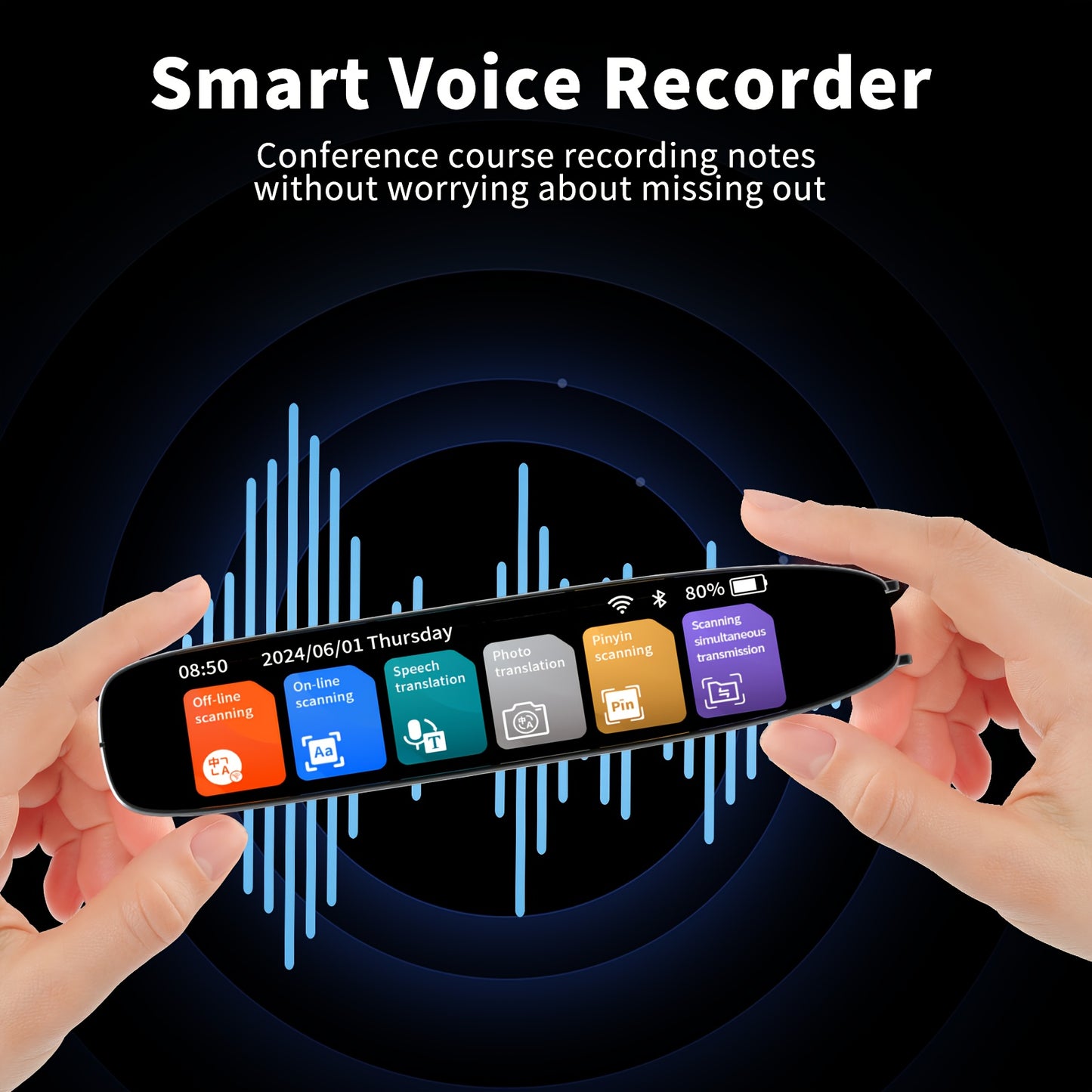 142-Language Translation Pen – OCR Scanning, Text-to-Speech, AI Translation, Wireless, Rechargeable