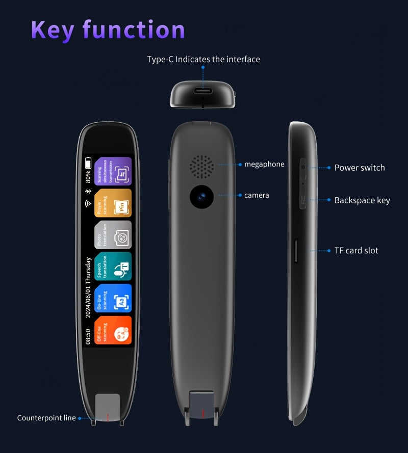 142-Language Translation Pen – OCR Scanning, Text-to-Speech, AI Translation, Wireless, Rechargeable