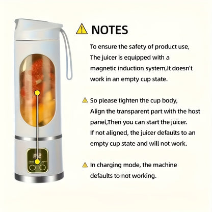 Portable USB-Rechargeable Blender & Juicer - Easy Clean, Perfect for Fruit & Vegetable Drinks.